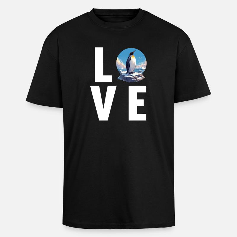 Penguins Penguin - Unisex Oversized Heavyweight T-shirt - black