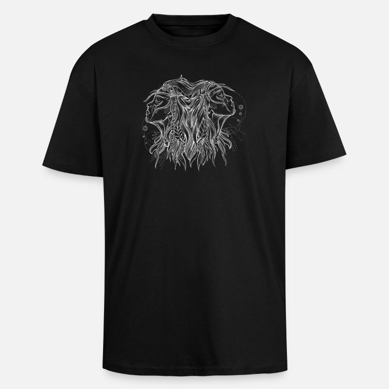Gémeaux Signe du Zodiaque - T-shirt unisexe oversize épais - noir