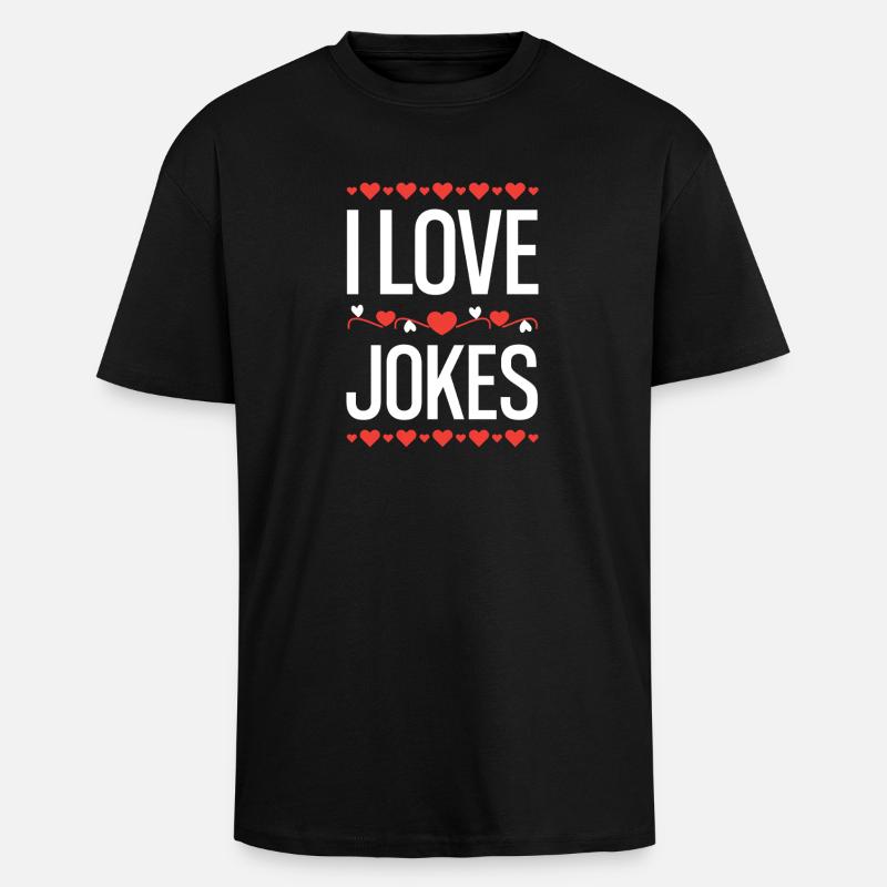 J’adore les blagues - T-shirt unisexe oversize épais - noir