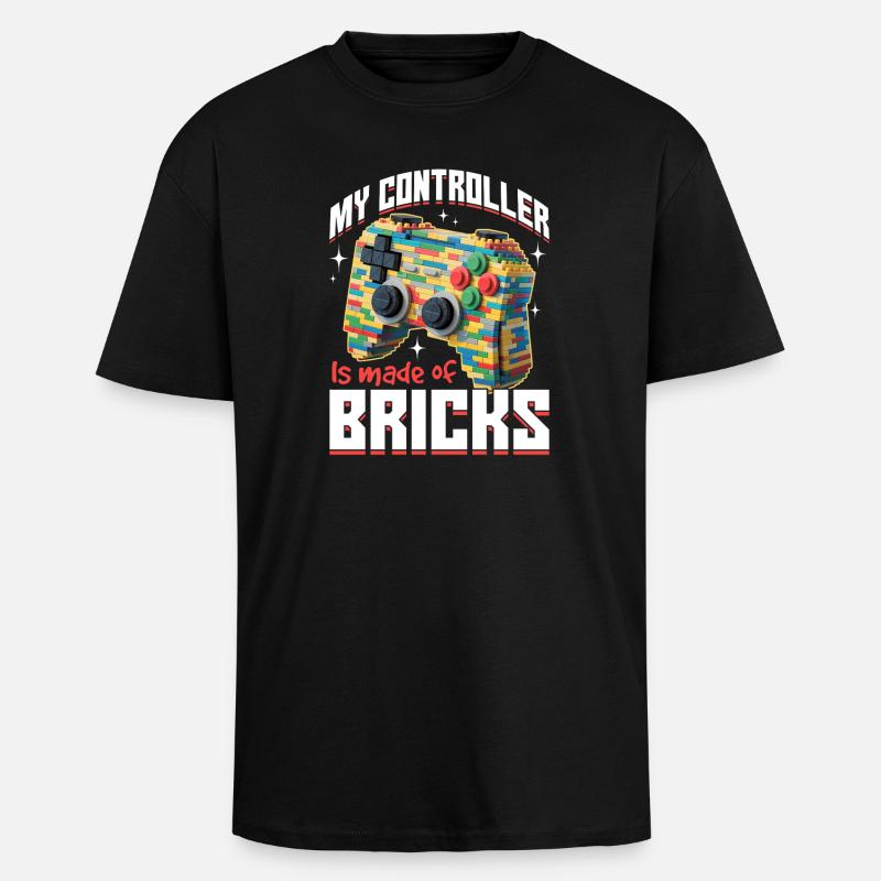 Building Blocks Gamer Gaming Brick Builder - Oversized Heavyweight Unisex T-Shirt - Schwarz