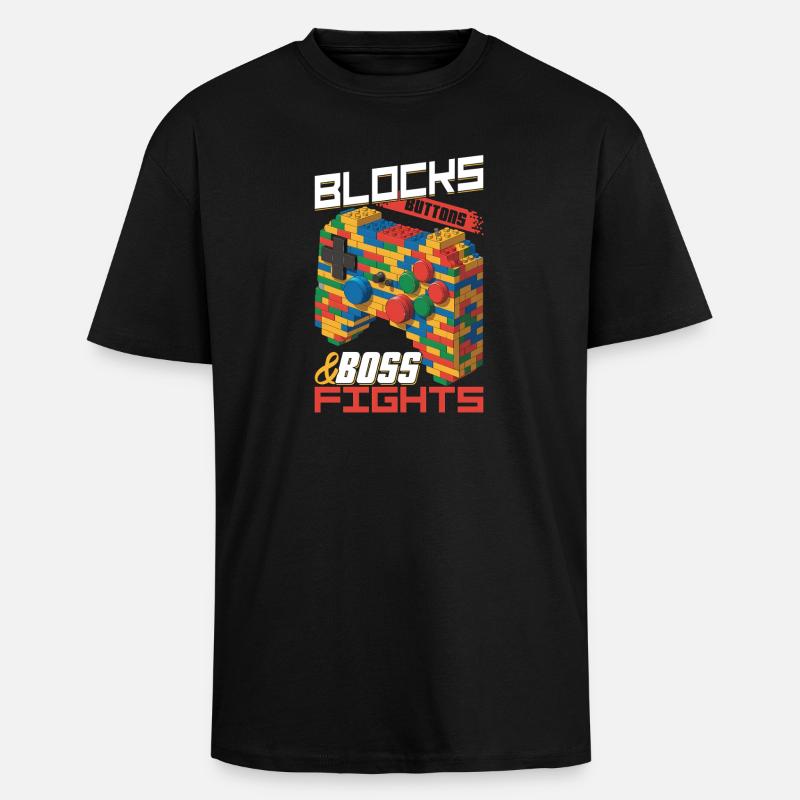 Building Blocks Gamer Gaming Brick Builder - Oversized Heavyweight Unisex T-Shirt - Schwarz