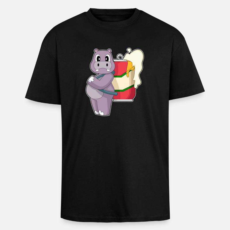 Nilpferd Bier - Oversized Heavyweight Unisex T-Shirt - Schwarz