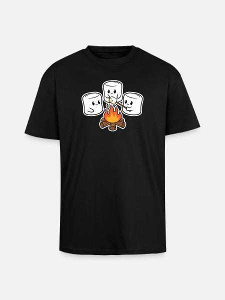Cuddly marshmallows at the campfire - Unisex Oversized Heavyweight T-shirt - black