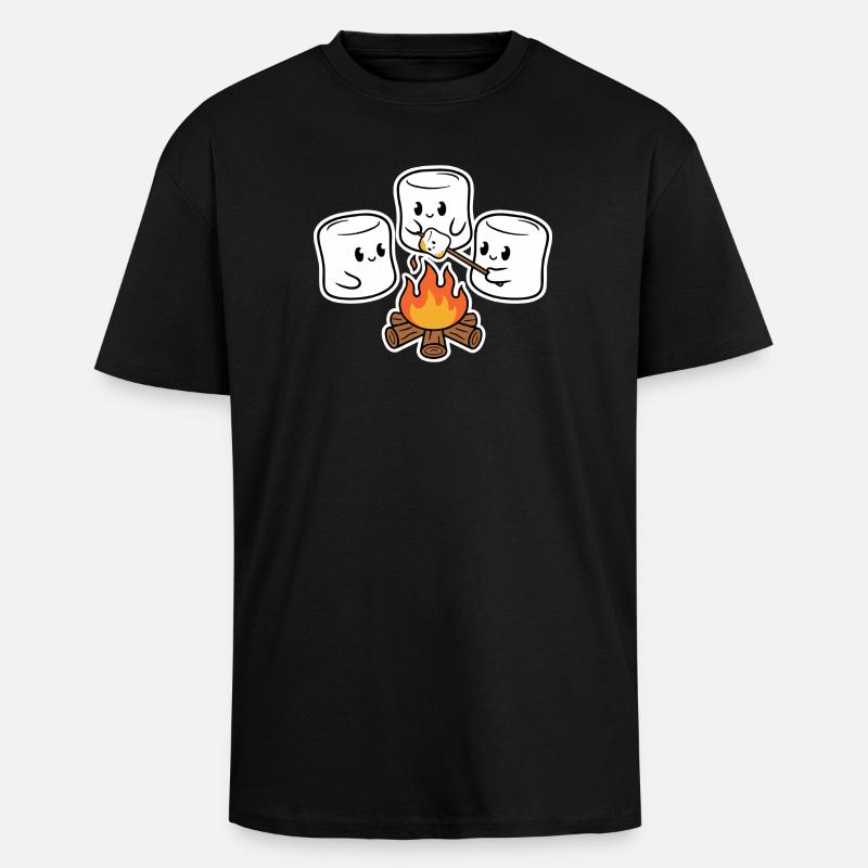 Cuddly marshmallows at the campfire - Unisex Oversized Heavyweight T-shirt - black