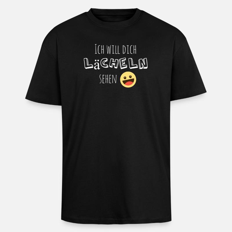 Ich will dich lächeln sehen - Oversized Heavyweight Unisex T-Shirt - Schwarz