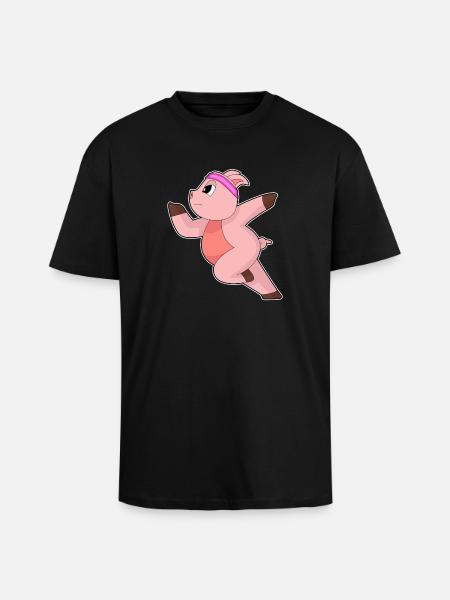 Cochon Jogger Jogging Sport - T-shirt unisexe oversize épais - noir