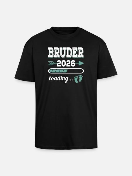 Brother 2026 Loading Siblings-to-be Gift - Unisex Oversized Heavyweight T-shirt - black