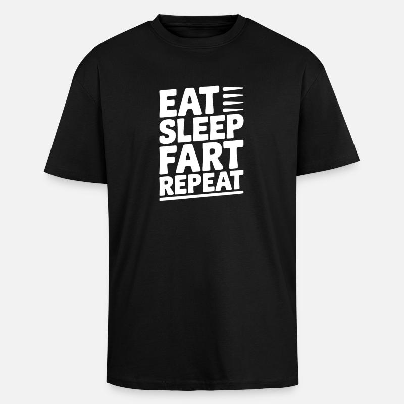 Manger dormir pet répéter - T-shirt unisexe oversize épais - noir