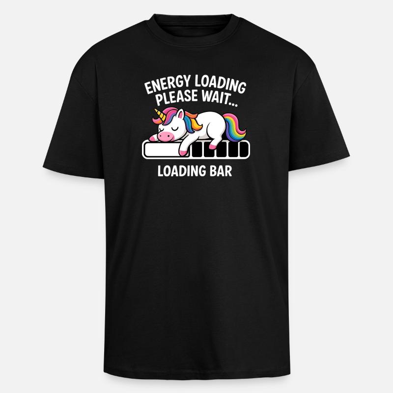 Einhorn Energie Loading Please Wait - Oversized Heavyweight Unisex T-Shirt - Schwarz