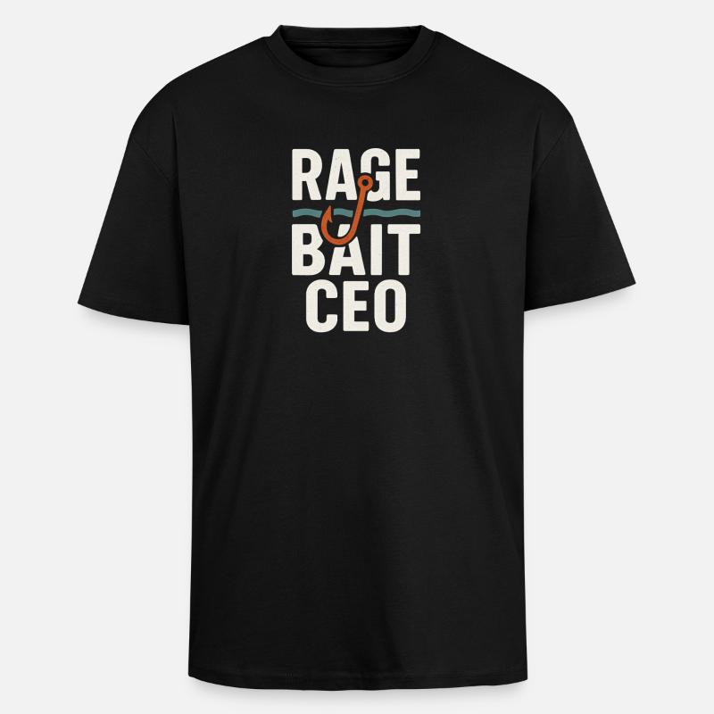 Rage Bait Hook, Funny meme  - Unisex Oversized Heavyweight T-shirt - black