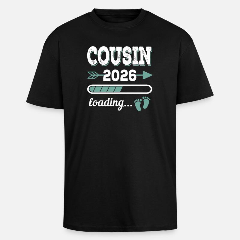 Cousin 2026 Loading Großer Cousin - Oversized Heavyweight Unisex T-Shirt - Schwarz