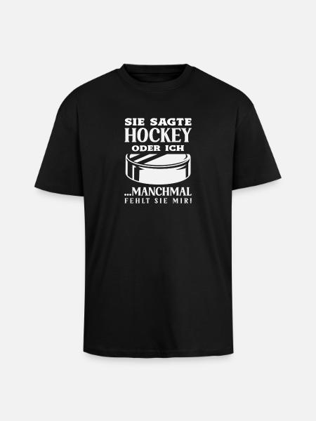 Funny Hockey Hockey Player Gift - Unisex Oversized Heavyweight T-shirt - black