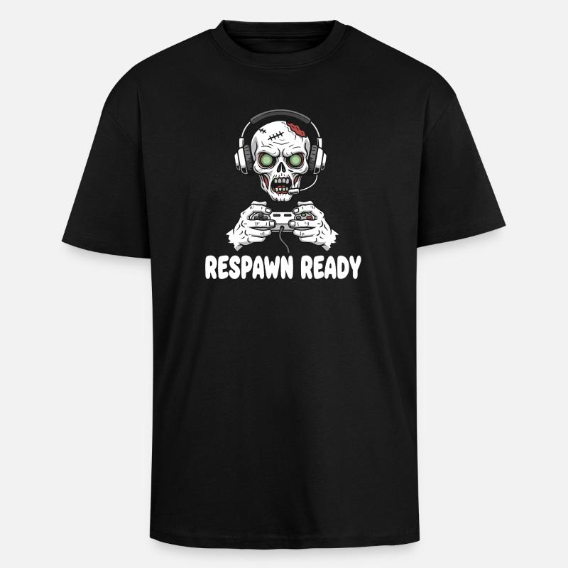 Respawn Ready Zombie Skull Gaming - Oversized Heavyweight Unisex T-Shirt - Schwarz