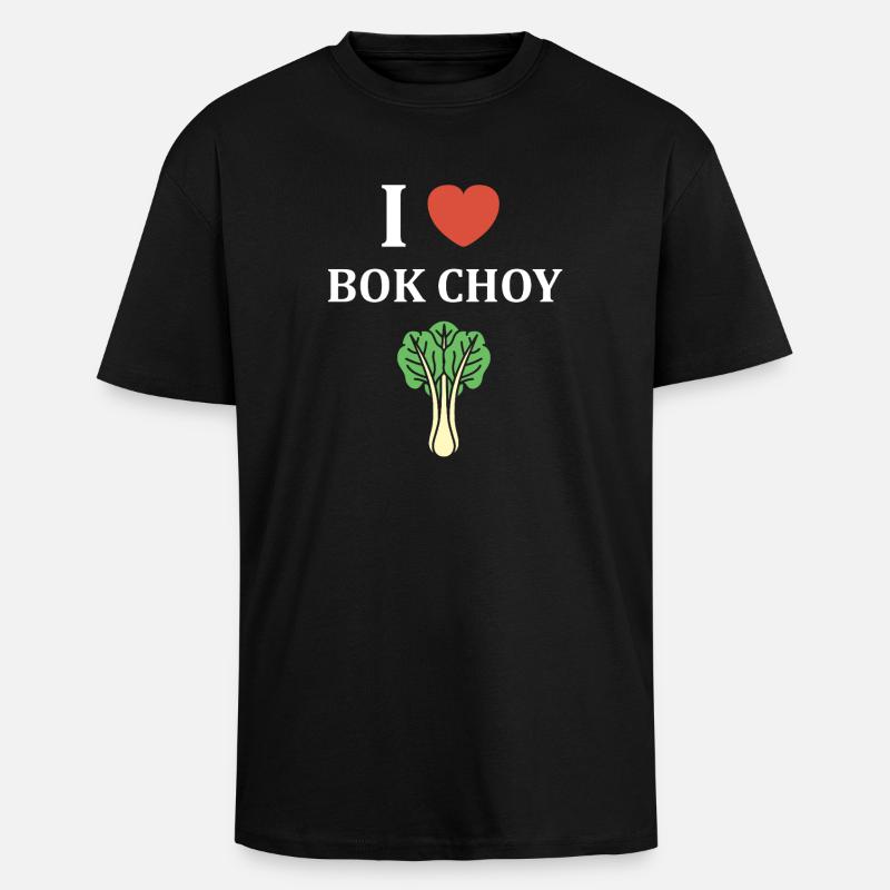 J Adore Bok Choy Graphique - T-shirt unisexe oversize épais - noir