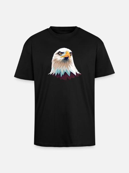 Geometric Eagle Head Illustration - Unisex Oversized Heavyweight T-shirt - black