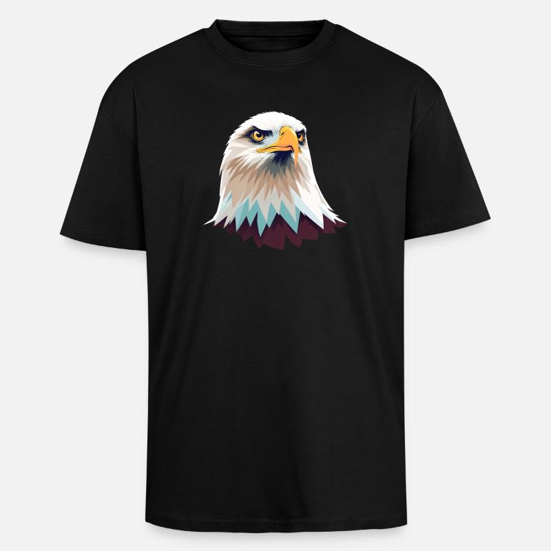 Geometric Eagle Head Illustration - Unisex Oversized Heavyweight T-shirt - black