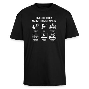 Chasseur Chasse Humour Loisir - T-shirt unisexe oversize épais - noir - Devant - Alina (178cm) & Michal (187cm)