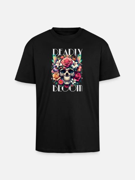 Fleurs Crâne Beauté Floraison - T-shirt unisexe oversize épais - noir