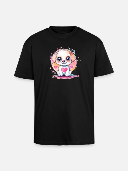 Kleiner Herzliebling Welpe - Oversized Heavyweight Unisex T-Shirt - Schwarz