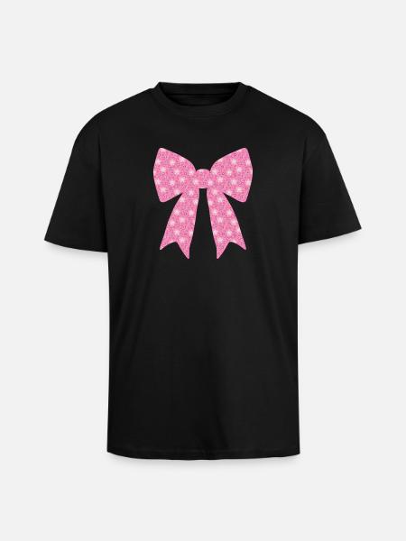 Ruban rose - T-shirt unisexe oversize épais - noir