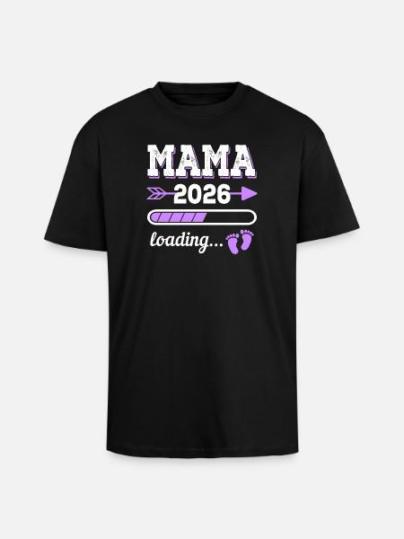 Mama 2026 Loading Schwangerschaft Geschenkidee - Oversized Heavyweight Unisex T-Shirt - Schwarz