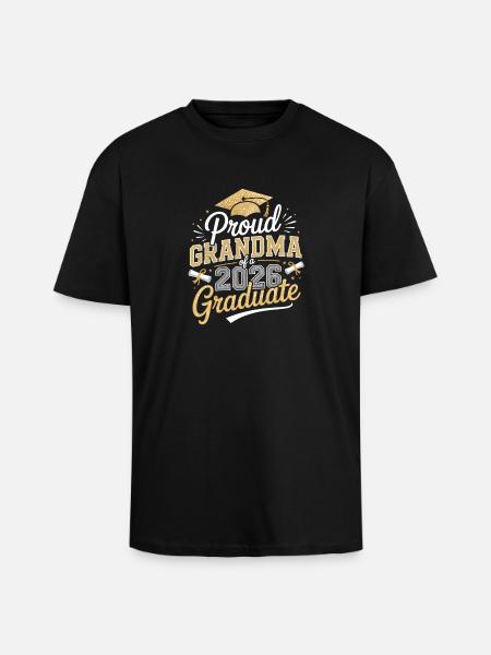 Proud Grandma 2026 Graduate - Unisex Oversized Heavyweight T-shirt - black
