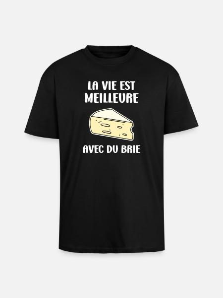 Humor brie cheese - Unisex Oversized Heavyweight T-shirt - black