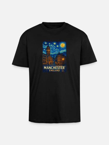 Manchester, Angleterre - T-shirt unisexe oversize épais - noir