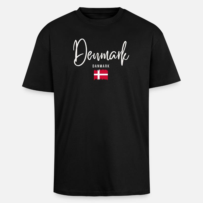 Made in Denmark, Danish roots - Unisex Oversized Heavyweight T-shirt - black