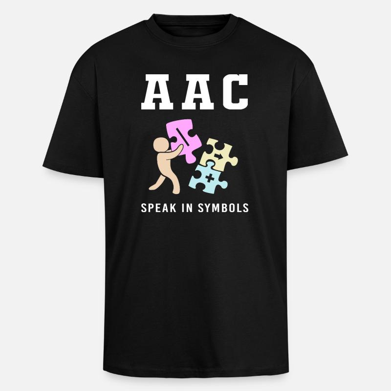 AAC Communication Sign Language SLP - Unisex Oversized Heavyweight T-shirt - black