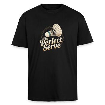 Badminton rétro - T-shirt unisexe oversize épais - noir - Devant - Alina (178cm) & Michal (187cm)