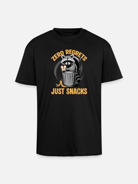 Funny Raccoon - Oversized Heavyweight Unisex T-Shirt - Schwarz