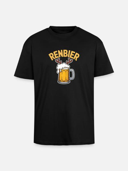 Reindeer Jug with Antlers - Unisex Oversized Heavyweight T-shirt - black