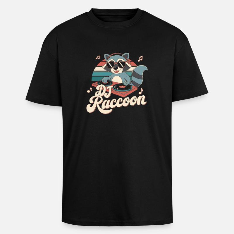 DJ Waschbär - Oversized Heavyweight Unisex T-Shirt - Schwarz