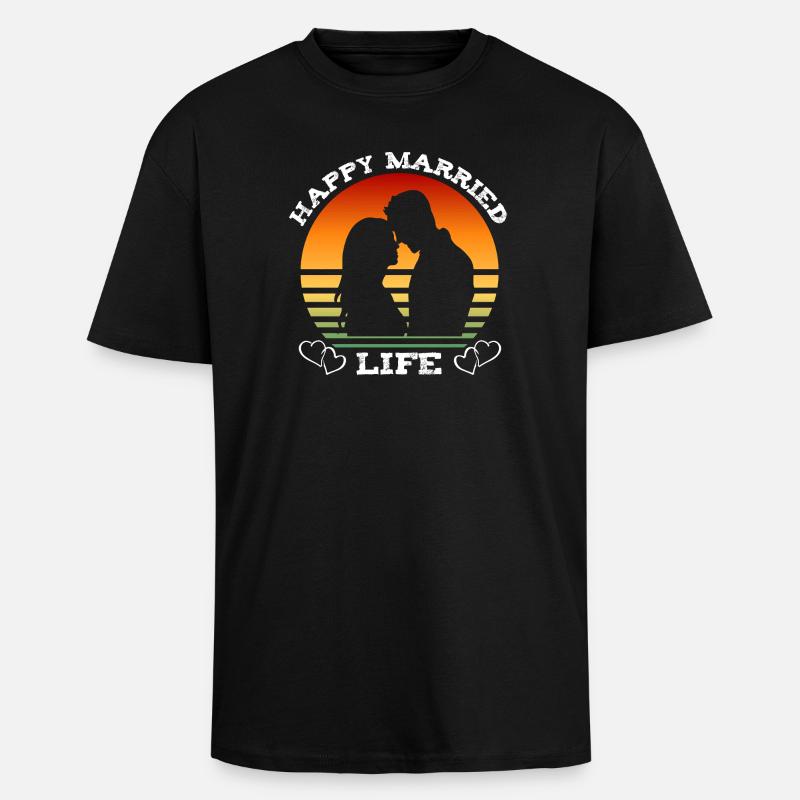 Glückliches Eheleben - Oversized Heavyweight Unisex T-Shirt - Schwarz