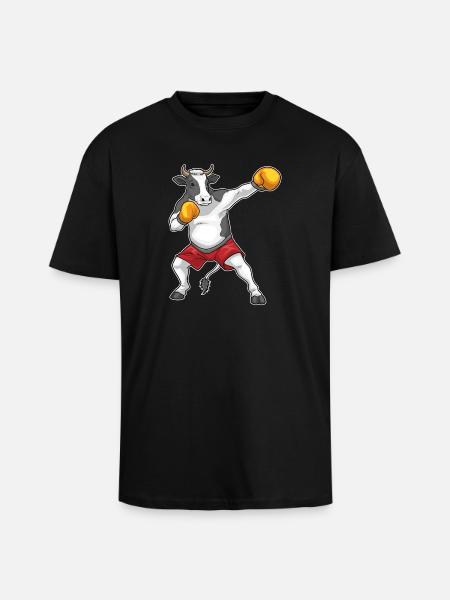 Kuh Boxer Boxhandschuhe Boxen - Oversized Heavyweight Unisex T-Shirt - Schwarz