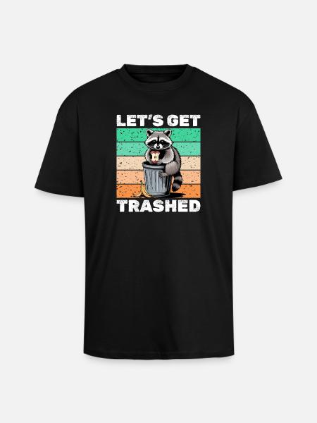 Funny Raccoon - Oversized Heavyweight Unisex T-Shirt - Schwarz