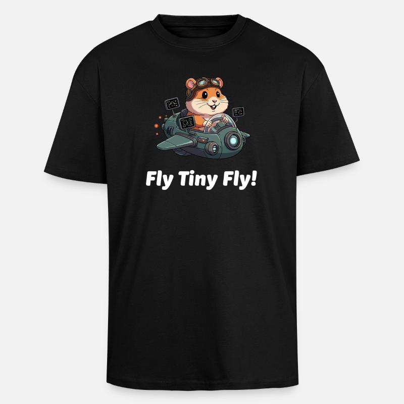 Vol spatial Rocket Hamster - T-shirt unisexe oversize épais - noir