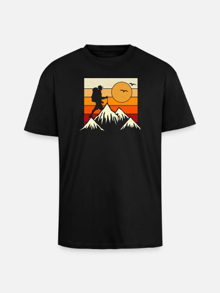 Hiking Hiker Mountaineer Gift - Unisex Oversized Heavyweight T-shirt - black
