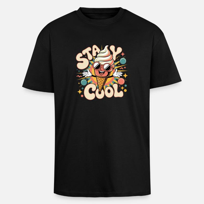 Retro Eiscreme - Oversized Heavyweight Unisex T-Shirt - Schwarz