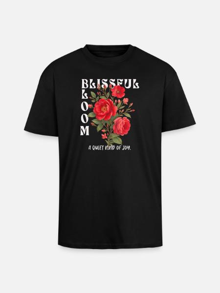Blissful Bloom – Peace & Beauty Combined - Unisex Oversized Heavyweight T-shirt - black