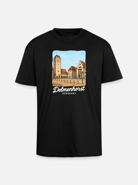 Delmenhorst - T-shirt unisexe oversize épais - noir