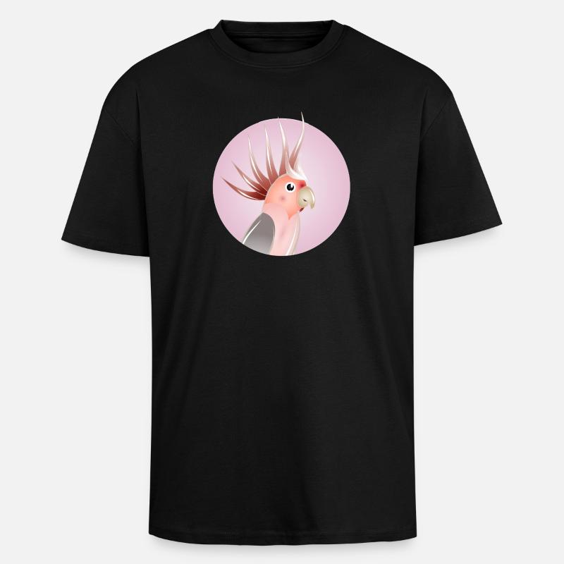 Cacatoès élégant en cercle pastel - T-shirt unisexe oversize épais - noir