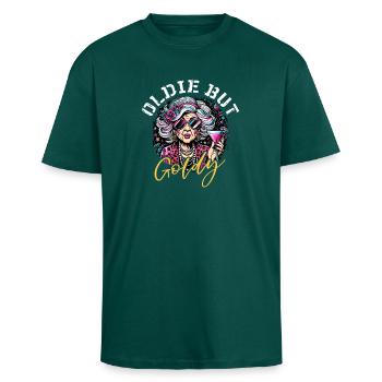 Oldie But Goldy Strong And Stylish - Unisex Oversized Heavyweight T-shirt - hunter green - Front - Alina (178cm) & Michal (187cm)