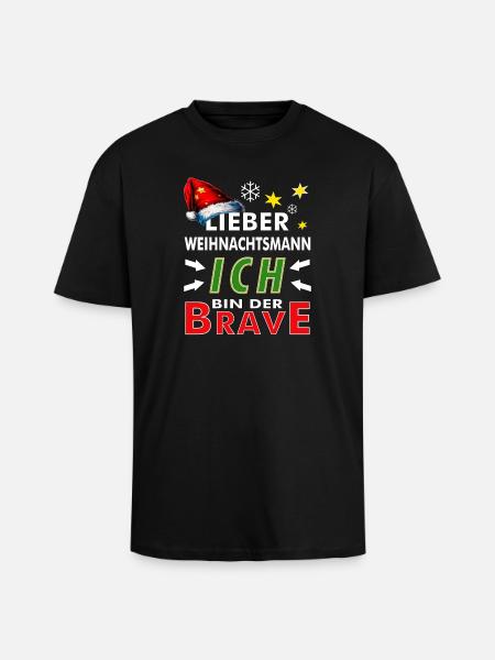 WEIHNACHTSMANN ICH BIN DER BRAVE - Oversized Heavyweight Unisex T-Shirt - Schwarz