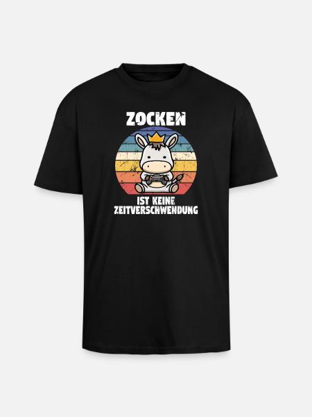Zocken ist keine zeitverschwendung - Oversized Heavyweight Unisex T-Shirt - Schwarz