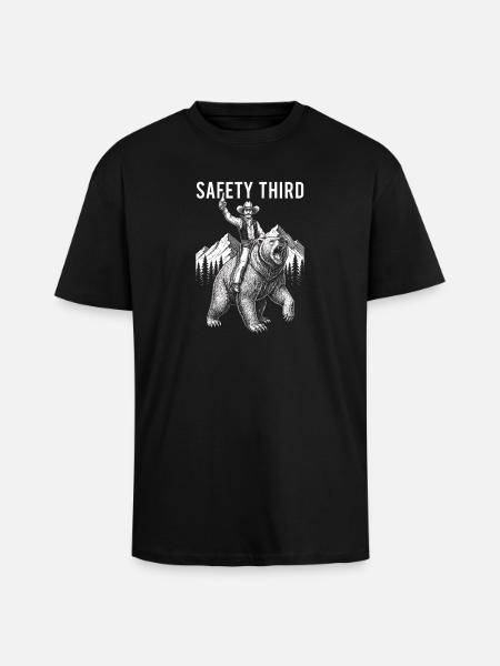 Safety Third Funny Sarcastic Cowboy Safety - Unisex Oversized Heavyweight T-shirt - black