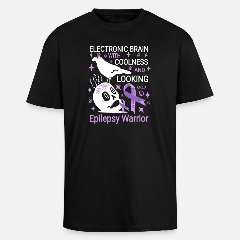 Electronic brain funny Epilepsie Spruch  - Oversized Heavyweight Unisex T-Shirt - Schwarz