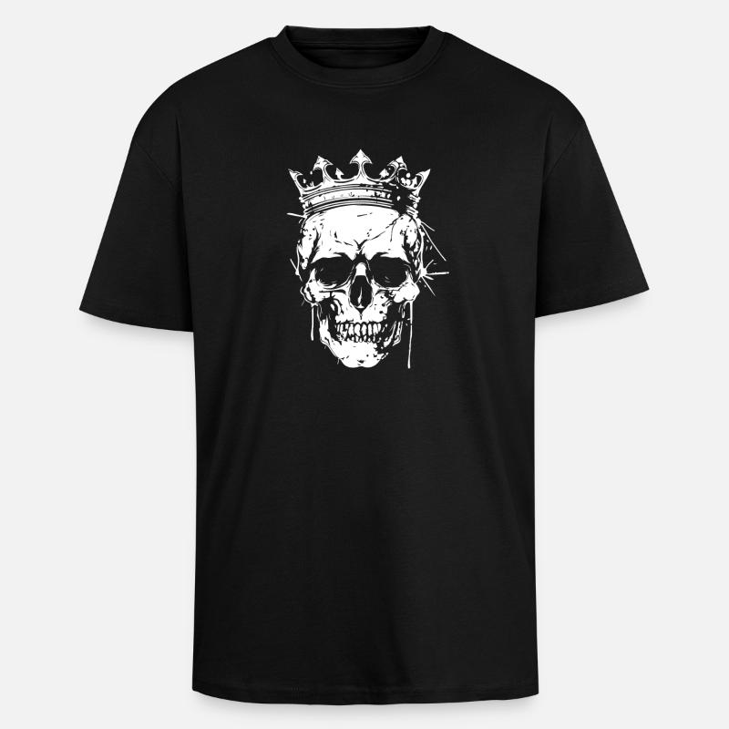 Krone Schädel Grafik - Oversized Heavyweight Unisex T-Shirt - Schwarz