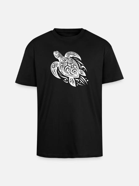 Tradition meets modern turtle tattoo - Unisex Oversized Heavyweight T-shirt - black